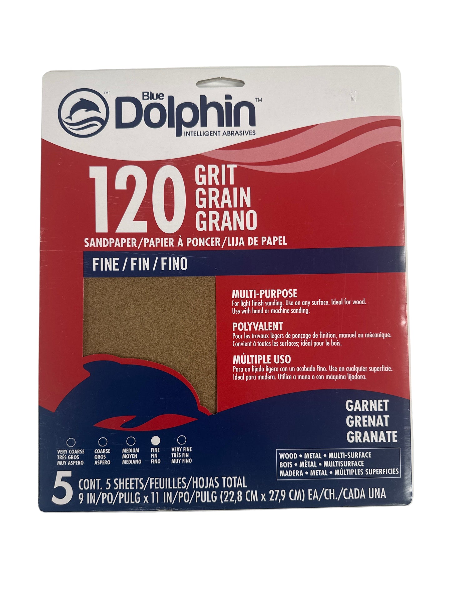 Blue Dolphin 120g 5pk Sandpaper Garnet