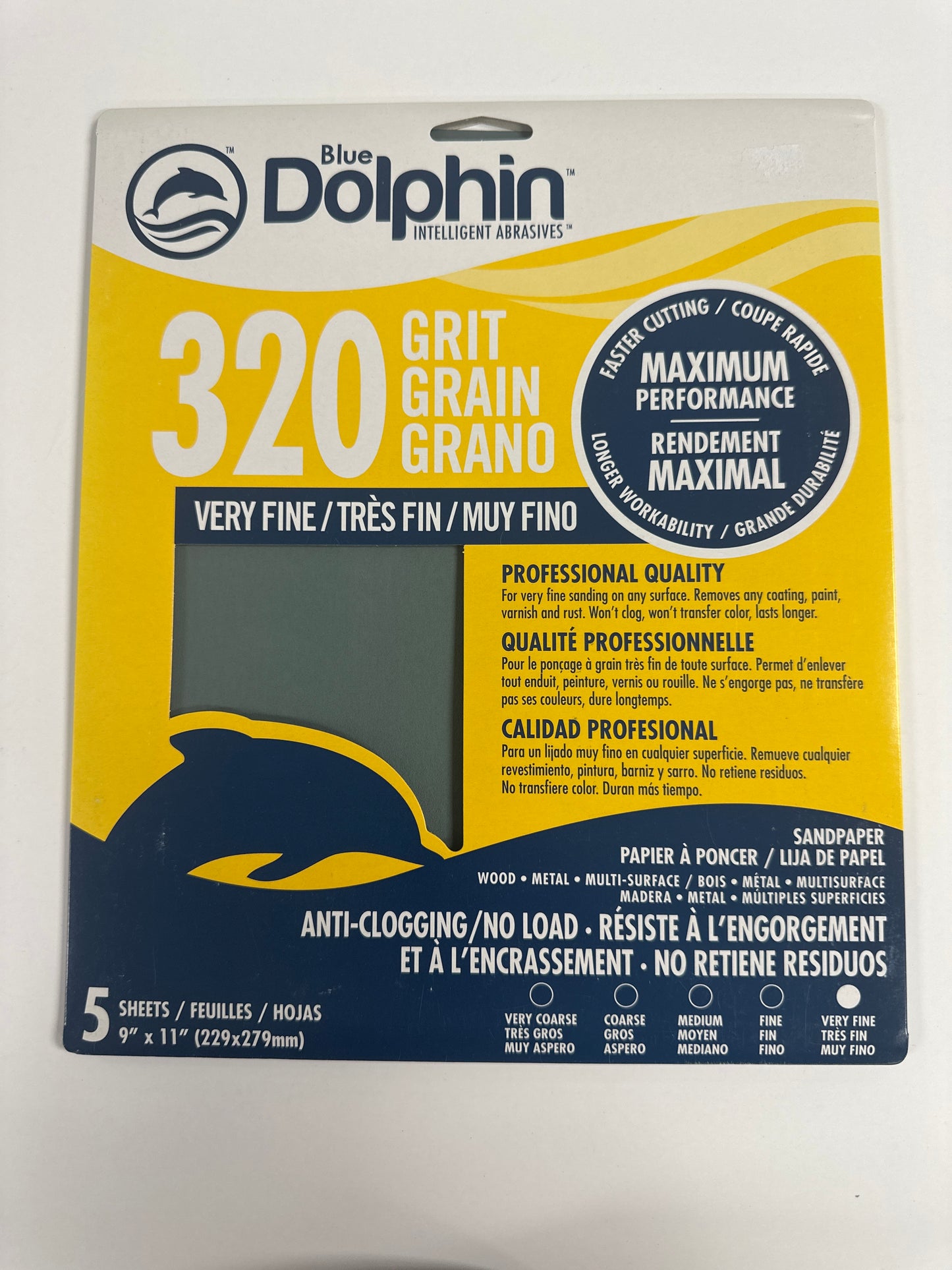 Blue Dolphin Intelligent Abrasives - 5 sheets 9"x11" - 320 Grit