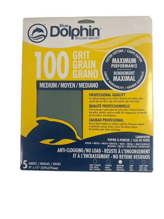 Blue Dolphin Intelligent Abrasives - 5 sheets 9"x11" - 100 Grit