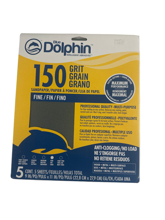 Blue Dolphin Intelligent Abrasives - 5 sheets 9"x11" - 150 Grit